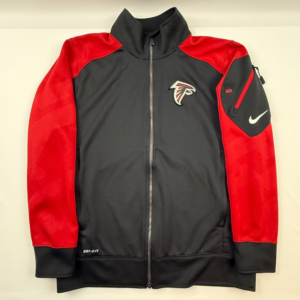 Nike Atlanta Falcons NFL Mens Dri-FIT Full Zip Track Jacket Black Red Medium